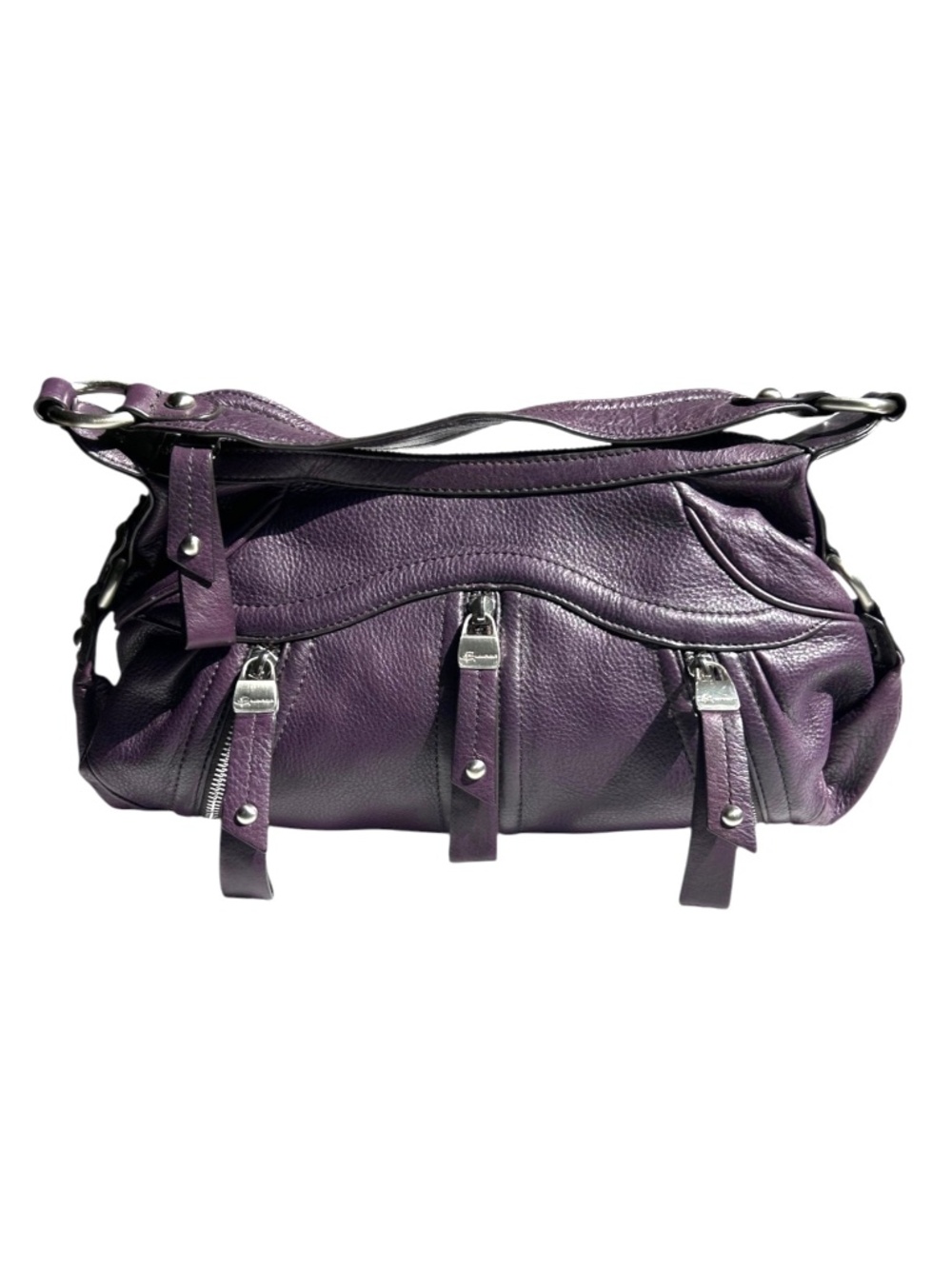 B. Makowsky Plum Purple Leather Shoulder Bag
